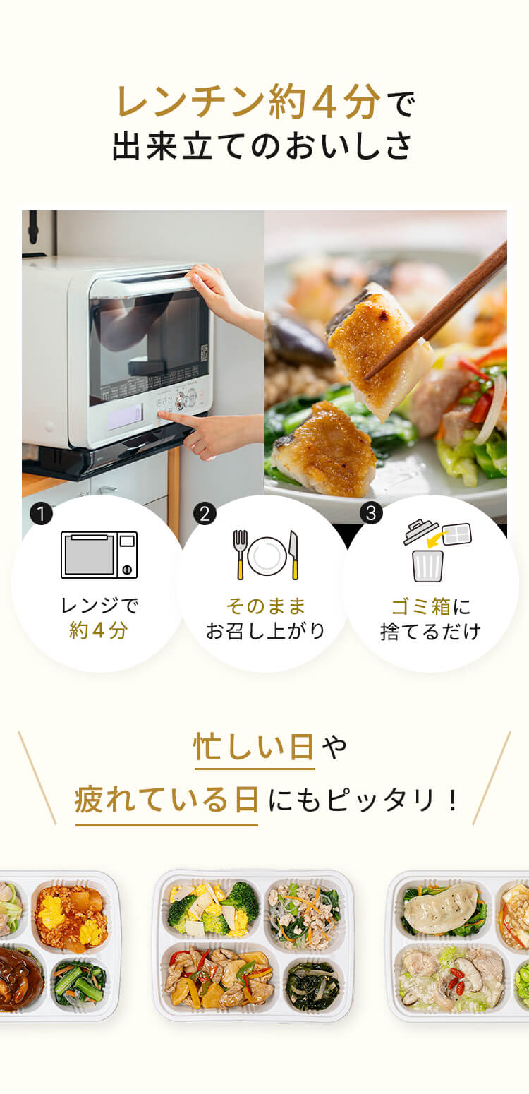 デリッシュキッチン(delish kitchen)の宅配食ミールズ | レンチン約4分で出来立ての美味しさ