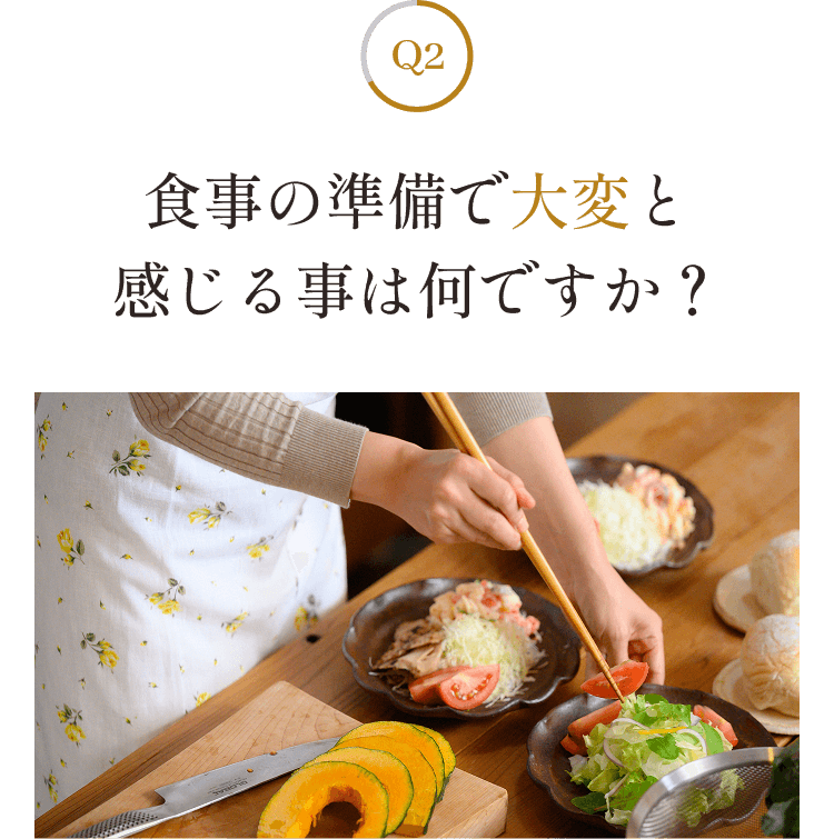 食事の準備で、特に大変と感じる事はどれですか？