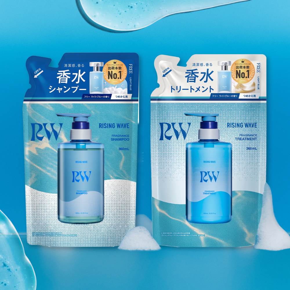 ライジングウェーブ フレグランスシャンプー&トリートメント フリー ライトブルー 詰め替えセット 各360mL