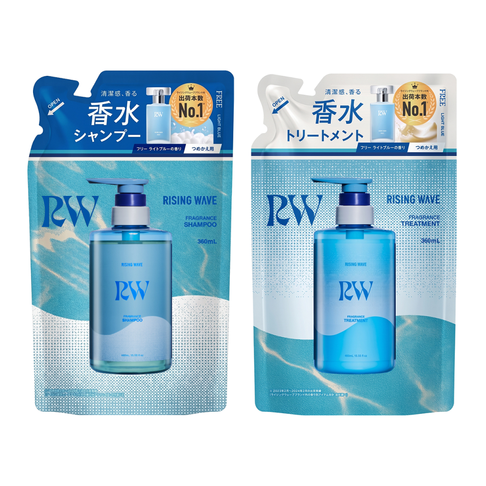 ライジングウェーブ フレグランスシャンプー&トリートメント フリー ライトブルー 詰め替えセット 各360mL