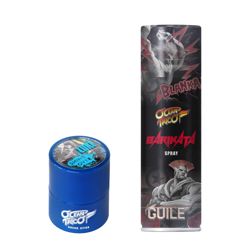 【ストリートファイターコラボ】オーシャントリコ ヘアワックス シャインオーバー 80g＆バリカタスプレー 140g セット オリジナルステッカー付