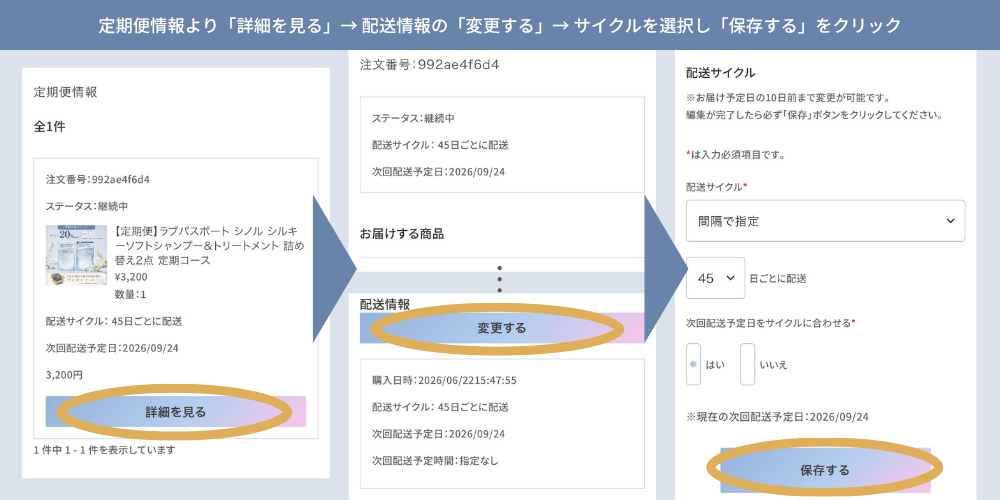 サイクル変更の操作方法