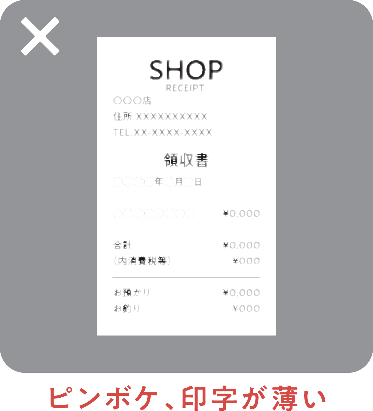 ピンボケ、印字が薄い
