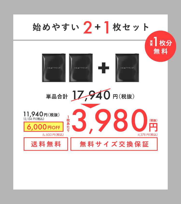 始めやすい2＋1枚セット 3,980円
