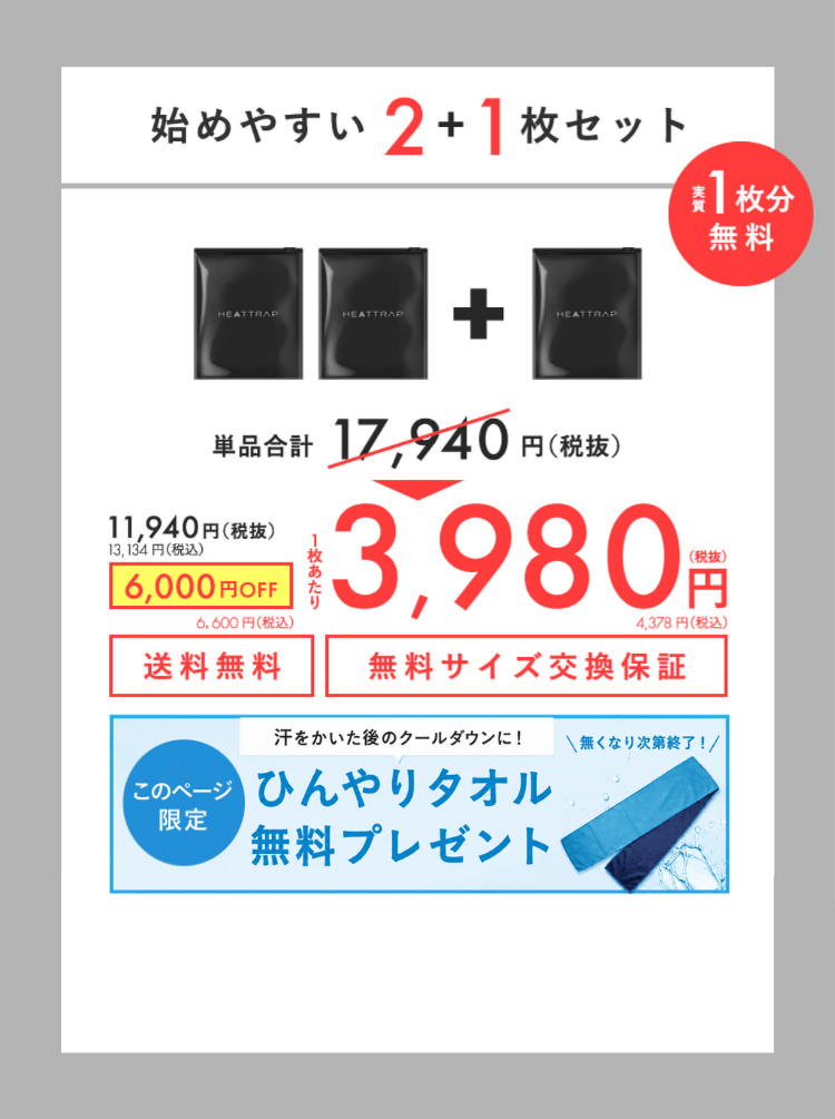 始めやすい2＋1枚セット 3,980円