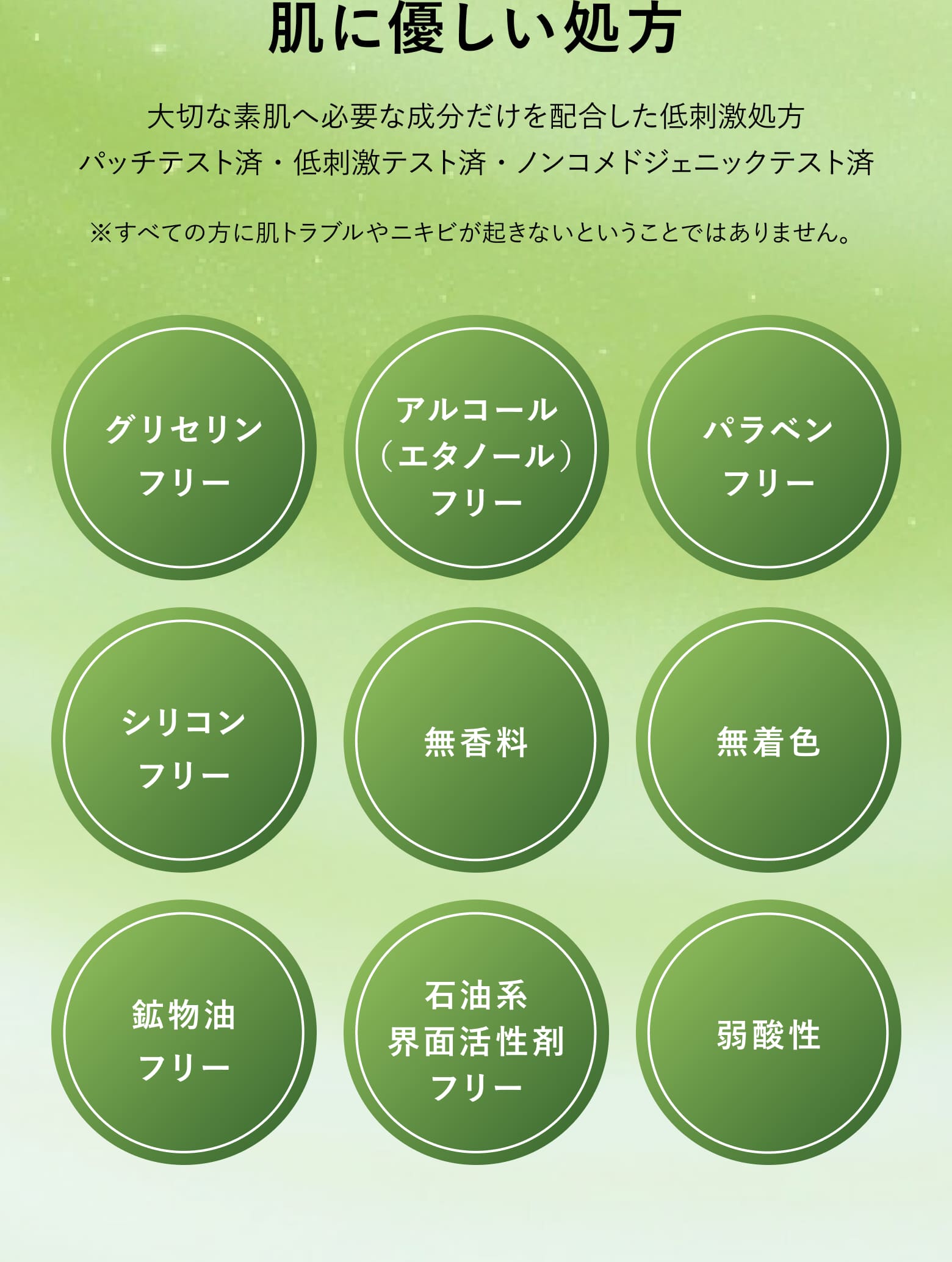 肌に優しい処方
