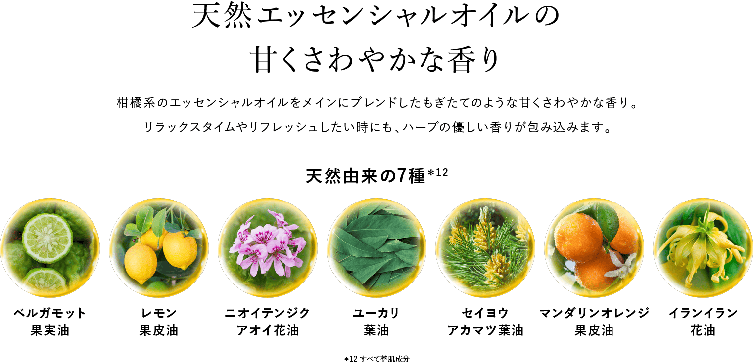 天然エッセンシャルオイルのさわやかな香り