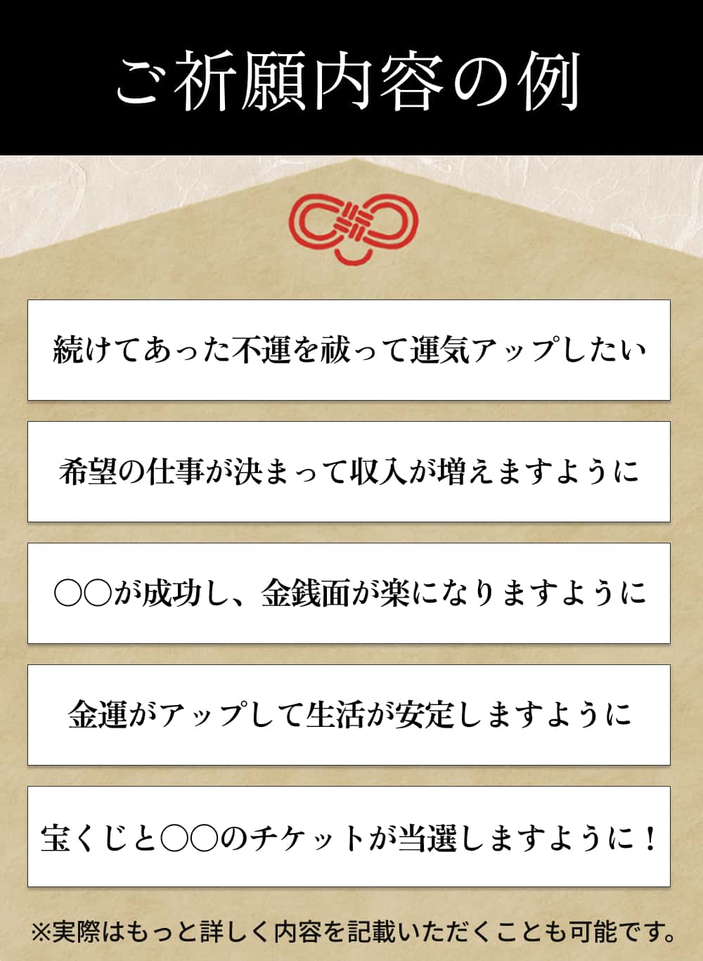 ご祈願内容の例