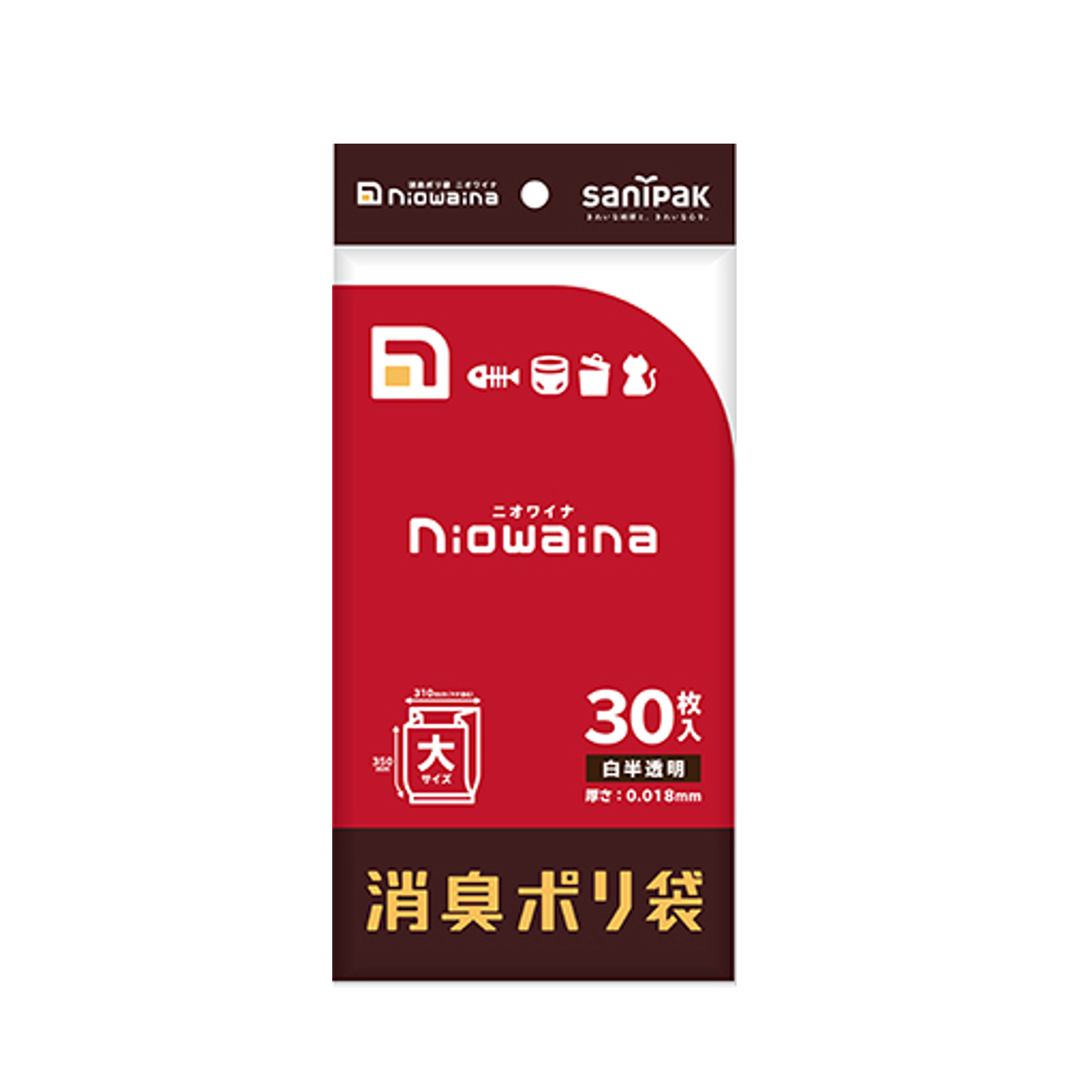 日本サニパック ニオワイナ消臭ポリ袋 白半透明 大サイズ 1800枚(30枚×60冊)  0.018mm SS02