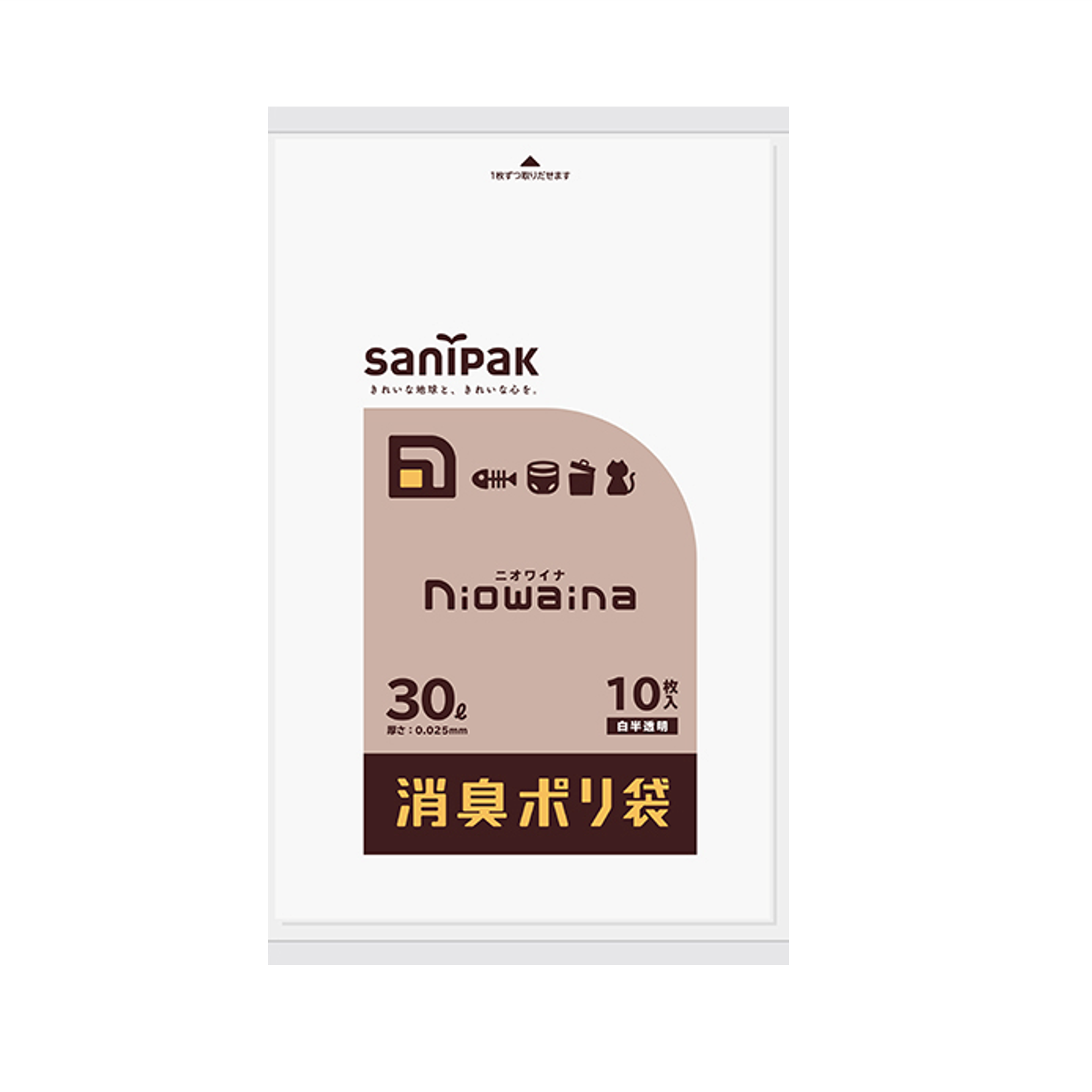 日本サニパック ニオワイナ 消臭ポリ袋 白半透明 30L 600枚(10枚×60冊) 0.025mm SS30