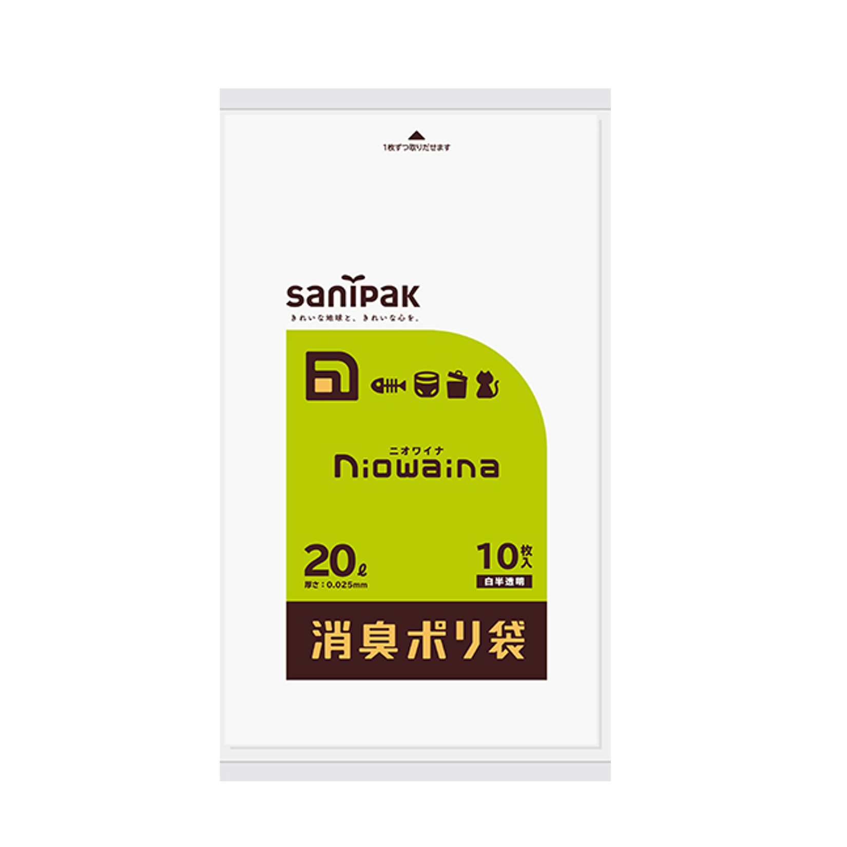 日本サニパック ニオワイナ 消臭ポリ袋 白半透明 20L 600枚(10枚×60冊) 0.025mm SS20