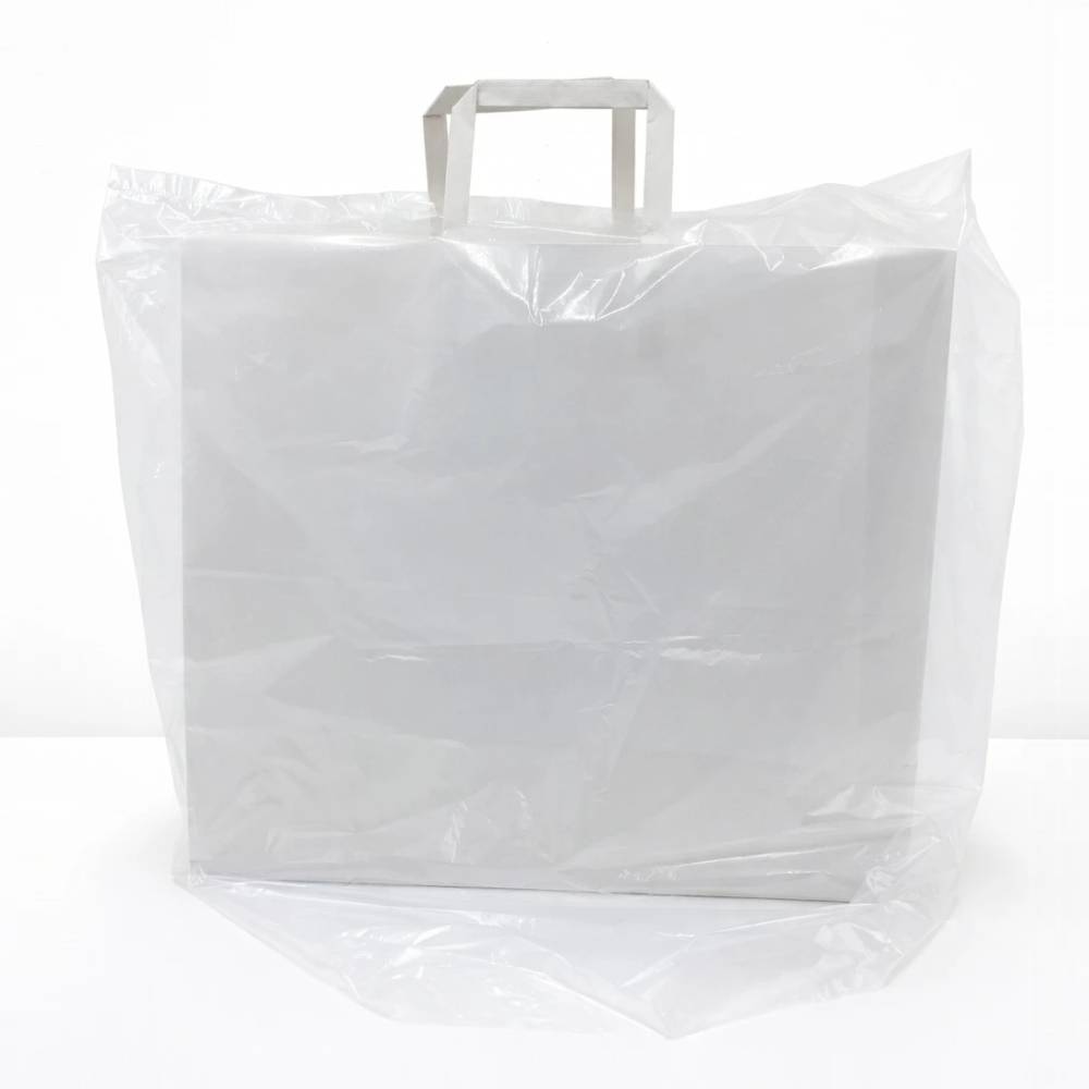 スーパーバッグ 紙手提げ袋用雨カバー(マチあり) 特大サイズ 幅530×マチ200×丈600mm 500枚ケース