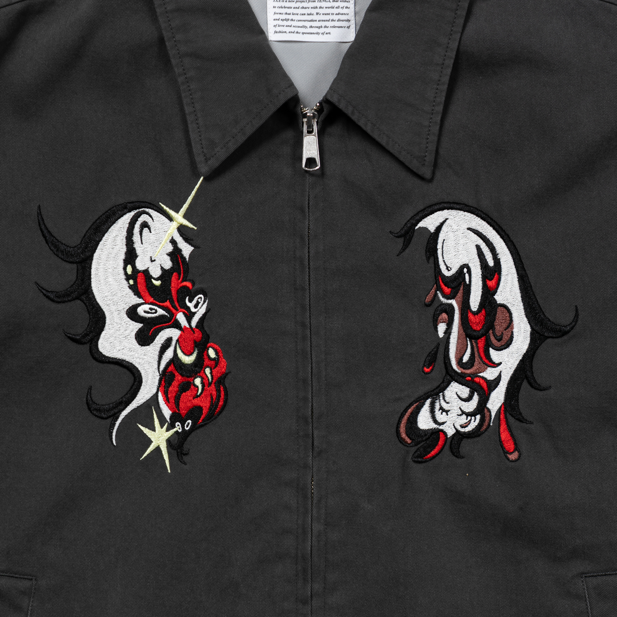 田中かえ Embroidery Jacket Smoke Black/Pale Green サイズ: 1, カラー: スモークブラック