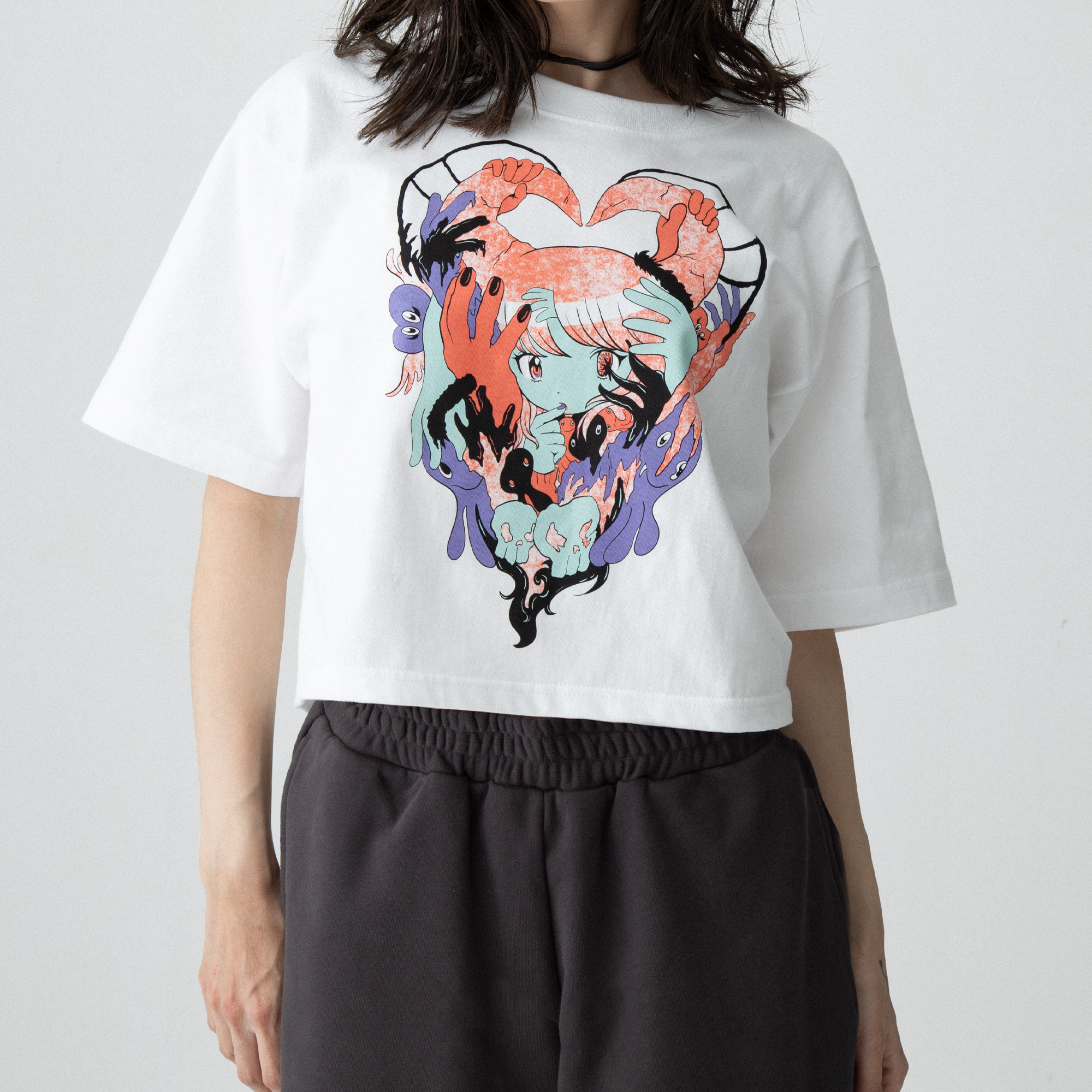 田中かえ Cropped T-shirt White