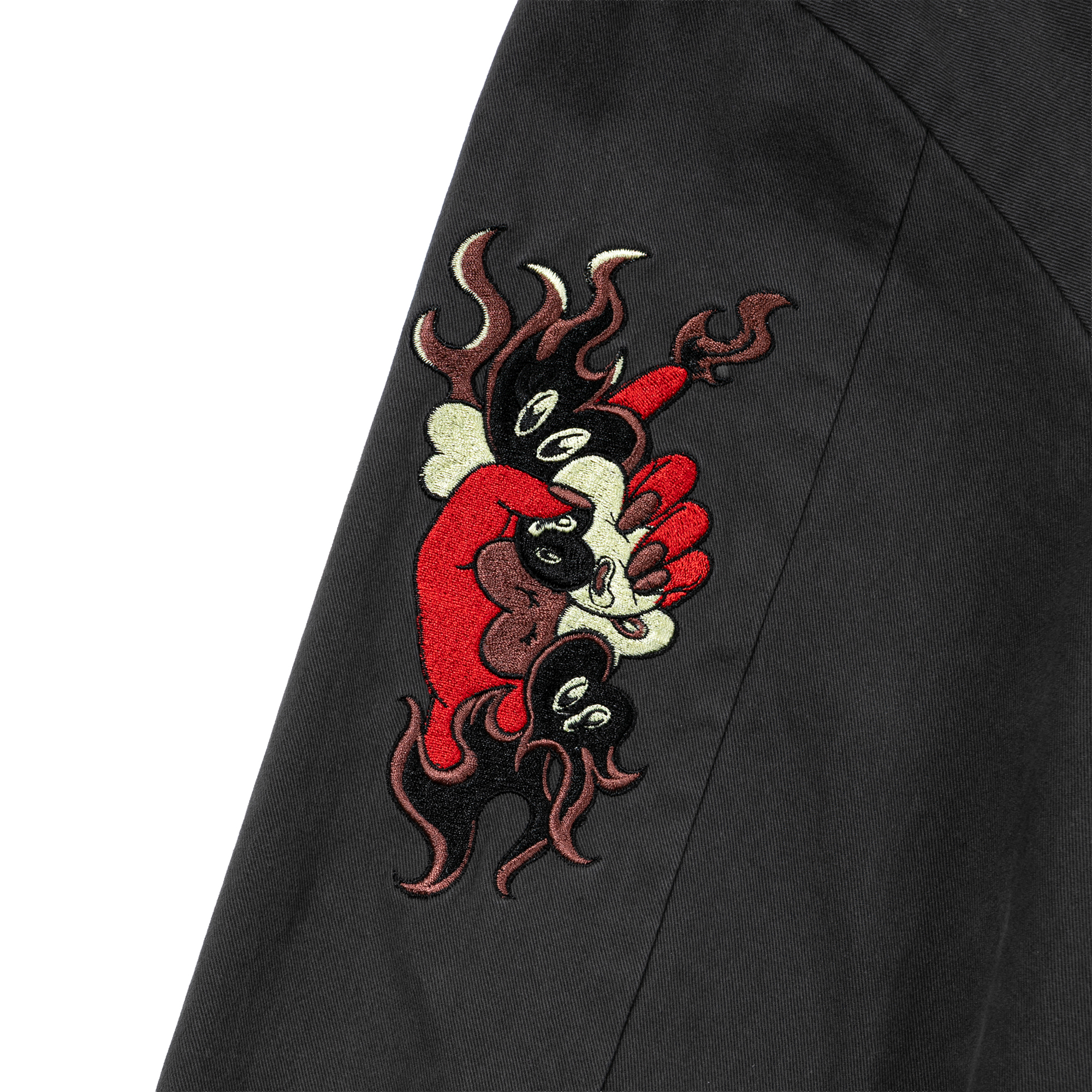 田中かえ Embroidery Jacket Smoke Black/Pale Green サイズ: 1, カラー: スモークブラック