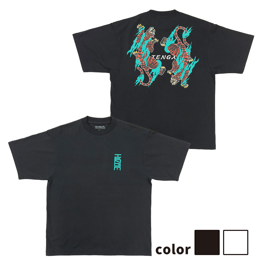 Burning Tiger Tshirt BLACK/WHITE サイズ: L, カラー: ブラック