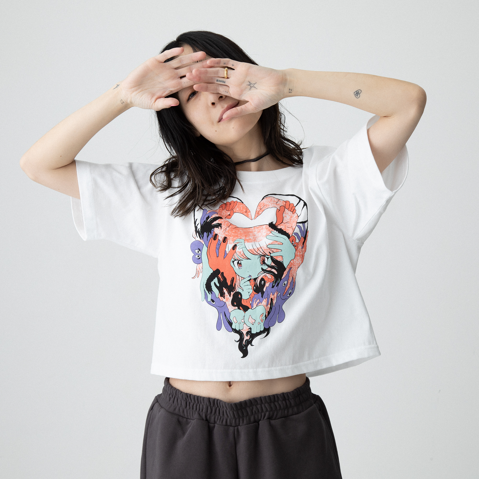 田中かえ Cropped T-shirt White