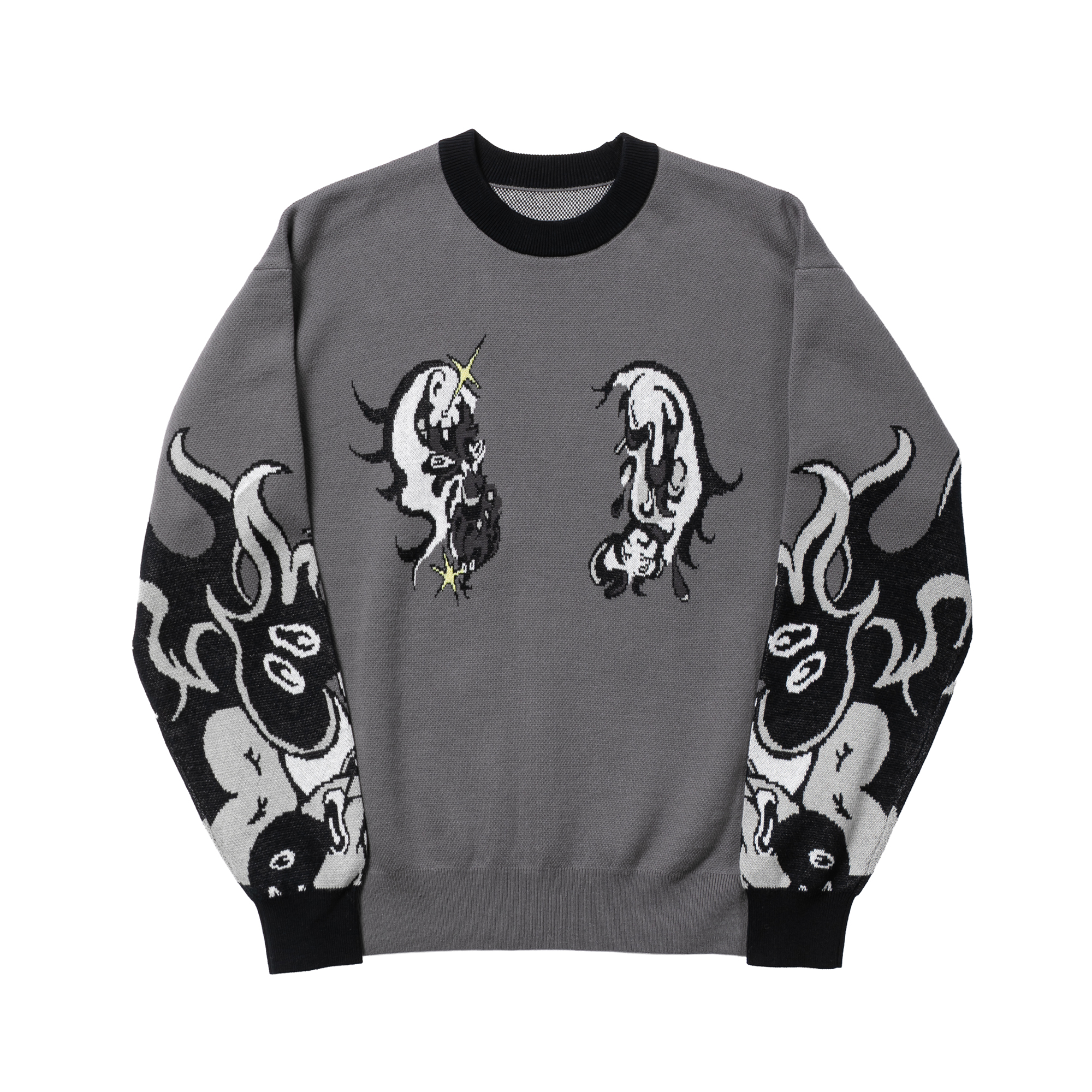 田中かえ Jacquard Sweater Gray サイズ: 1