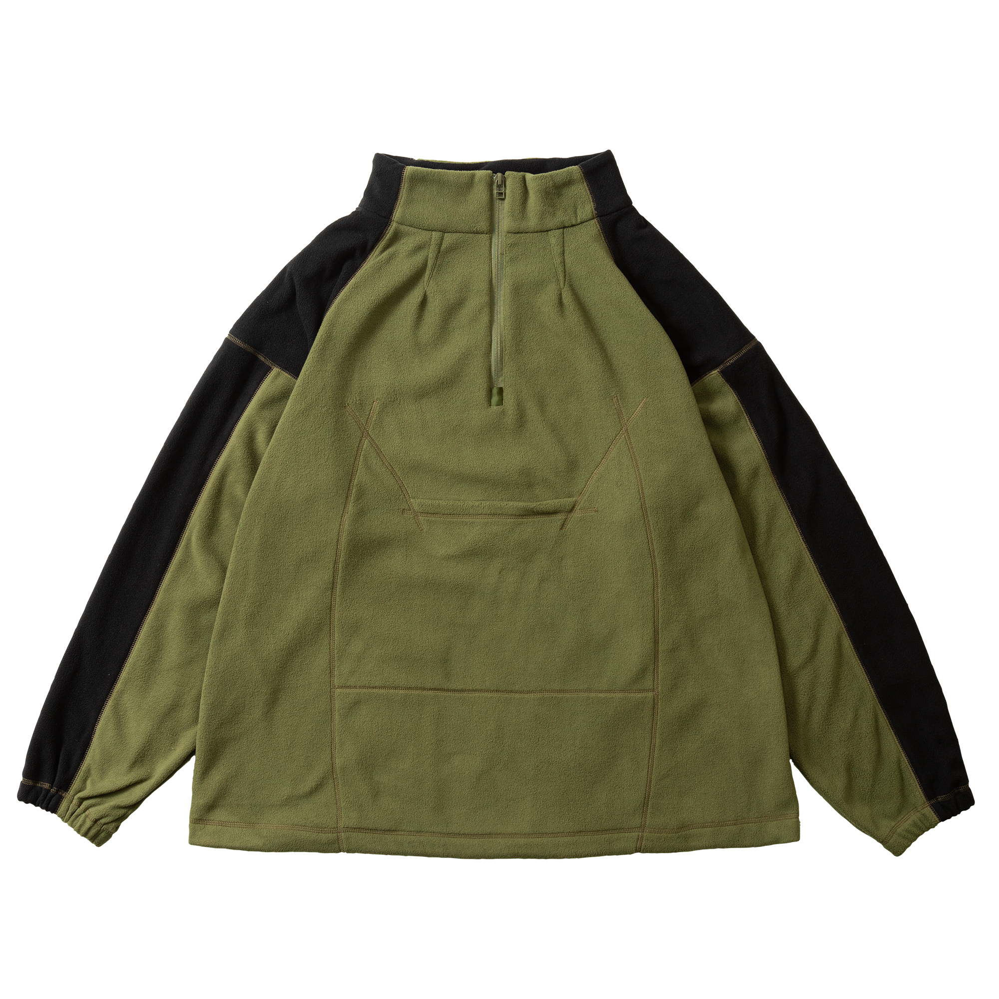 Bi Fleece Pullover Olive×Black サイズ: 2