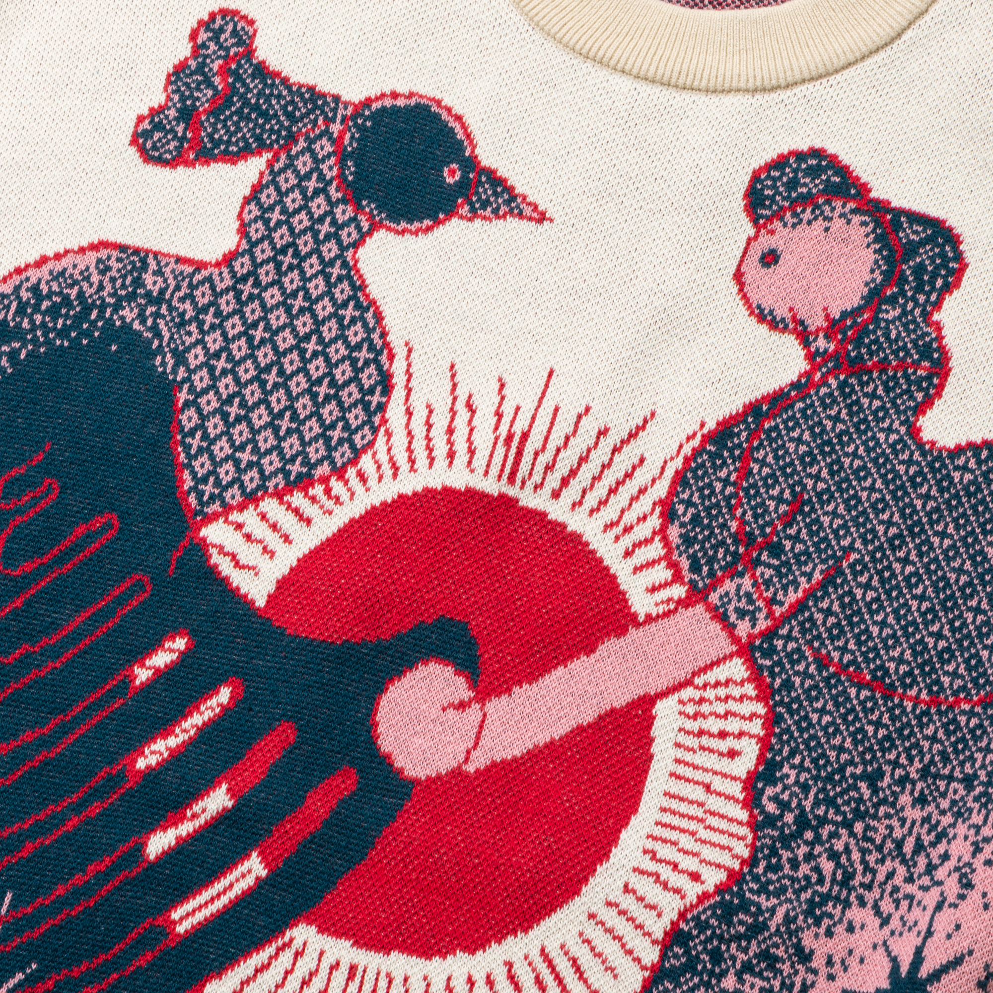 大河紀 Jacquard Sweater Beige/Ebony サイズ: 1, カラー: ベージュ