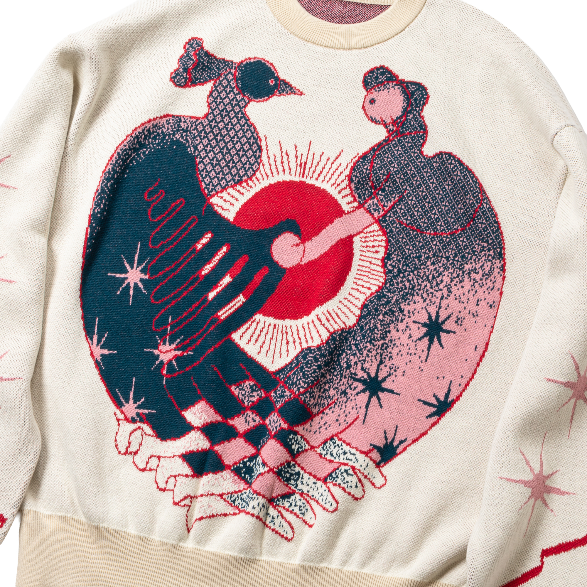 大河紀 Jacquard Sweater Beige/Ebony サイズ: 1, カラー: ベージュ