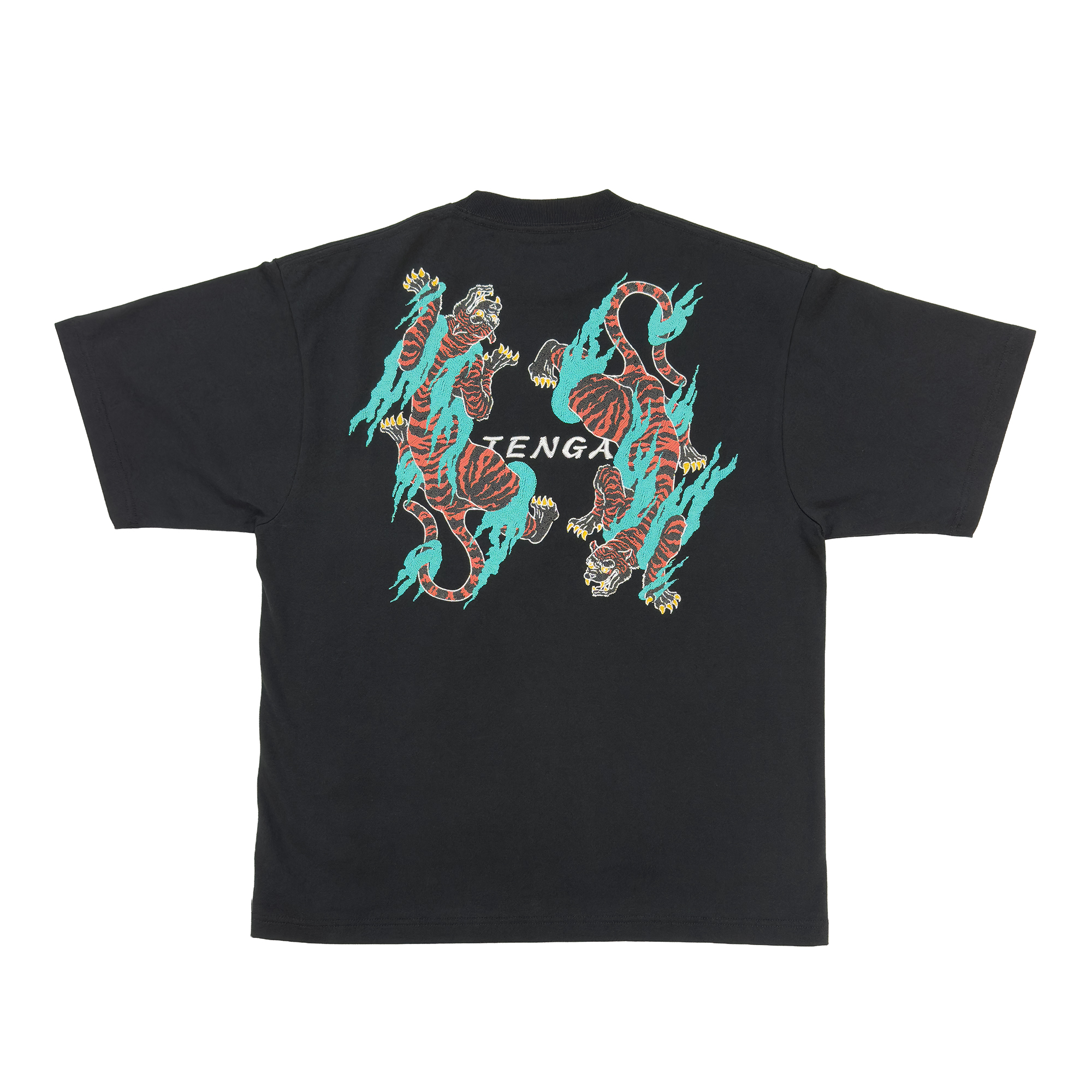 Burning Tiger Tshirt BLACK/WHITE サイズ: L, カラー: ブラック