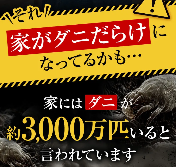 家がダニだらけになってるかも 家にはダニが約3,000万匹いると言われています