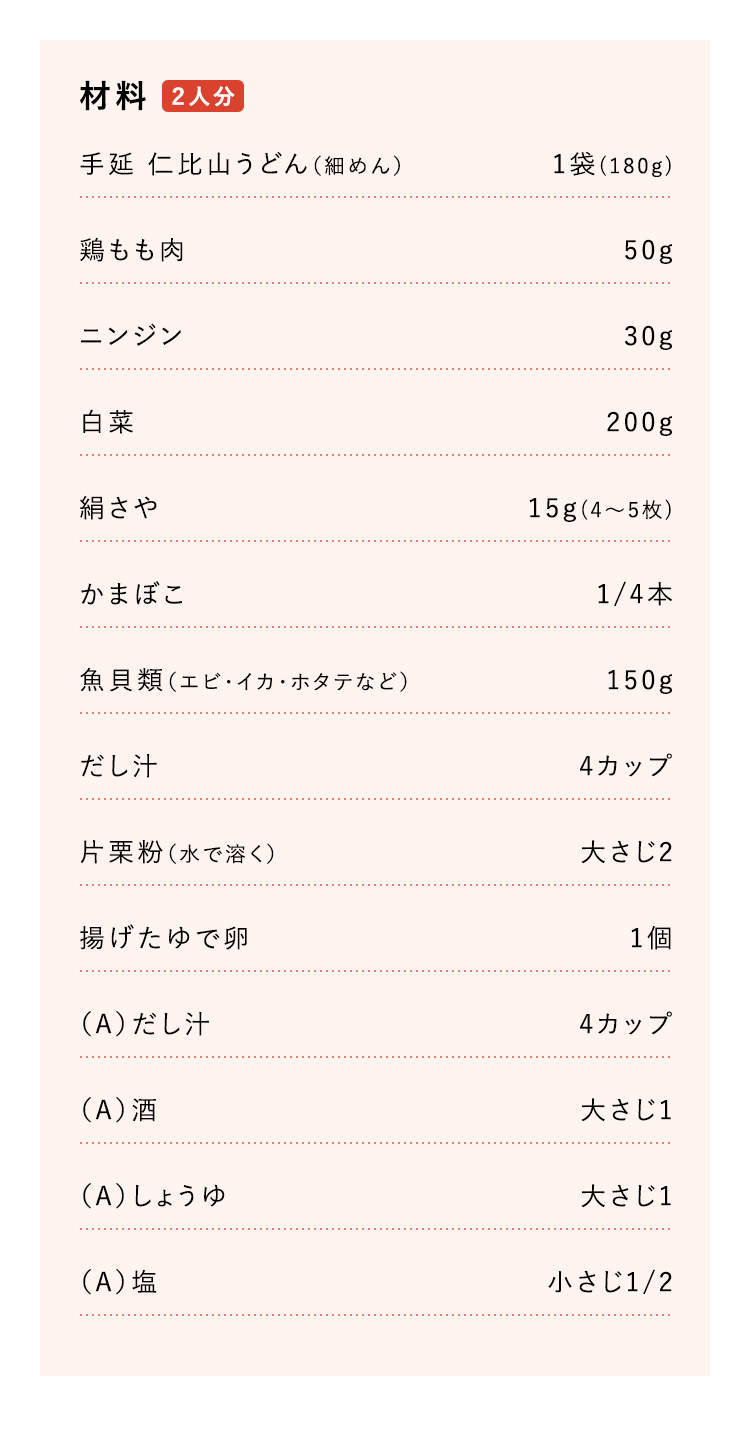 とろみうどんの材料
