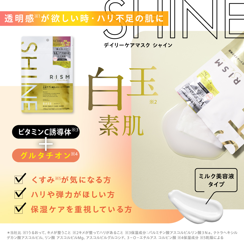 ［定期便15%OFF］【リズム／RISM】BASE デイリーケアマスク SHINE 4袋（28枚）セット