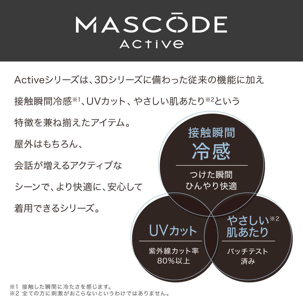 【 マスコード / MASCODE】3Dマスク アクティブシリーズ 10袋セット 冷感マスク サイズ: M, 種類: グレージュ×ネイビー紐