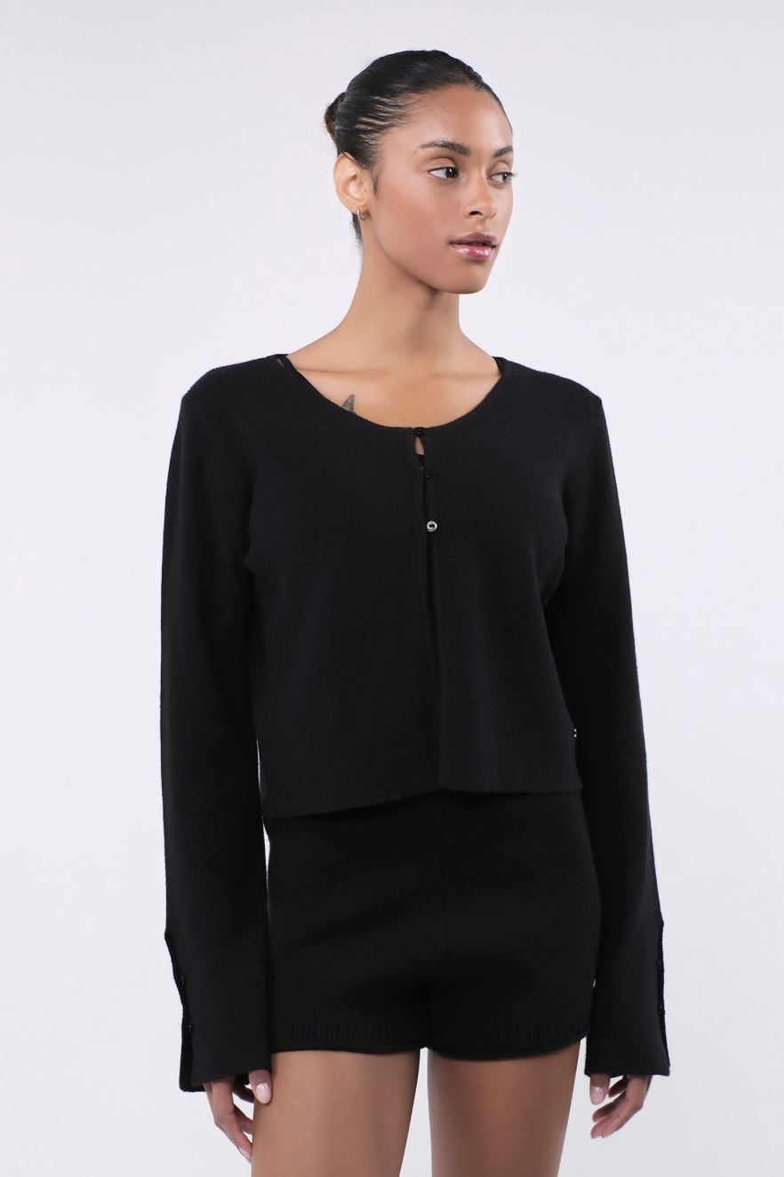 SC244 STRAP CARDIGAN BLACK