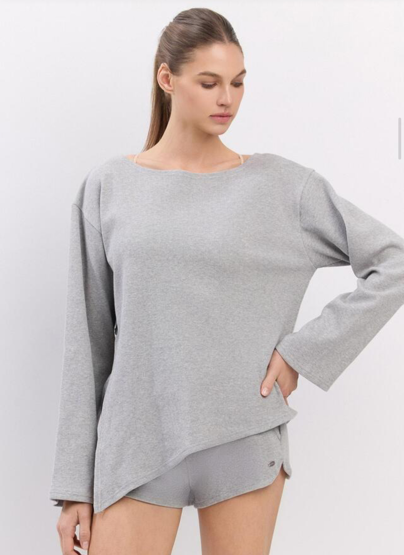 TL126 WAFFLE L/S TOP M.GRAY サイズ: ONESIZE