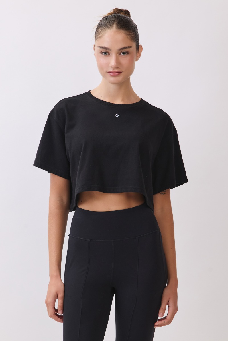 TS113 BRUSHED CROP T-SHIRT BLACK サイズ: F