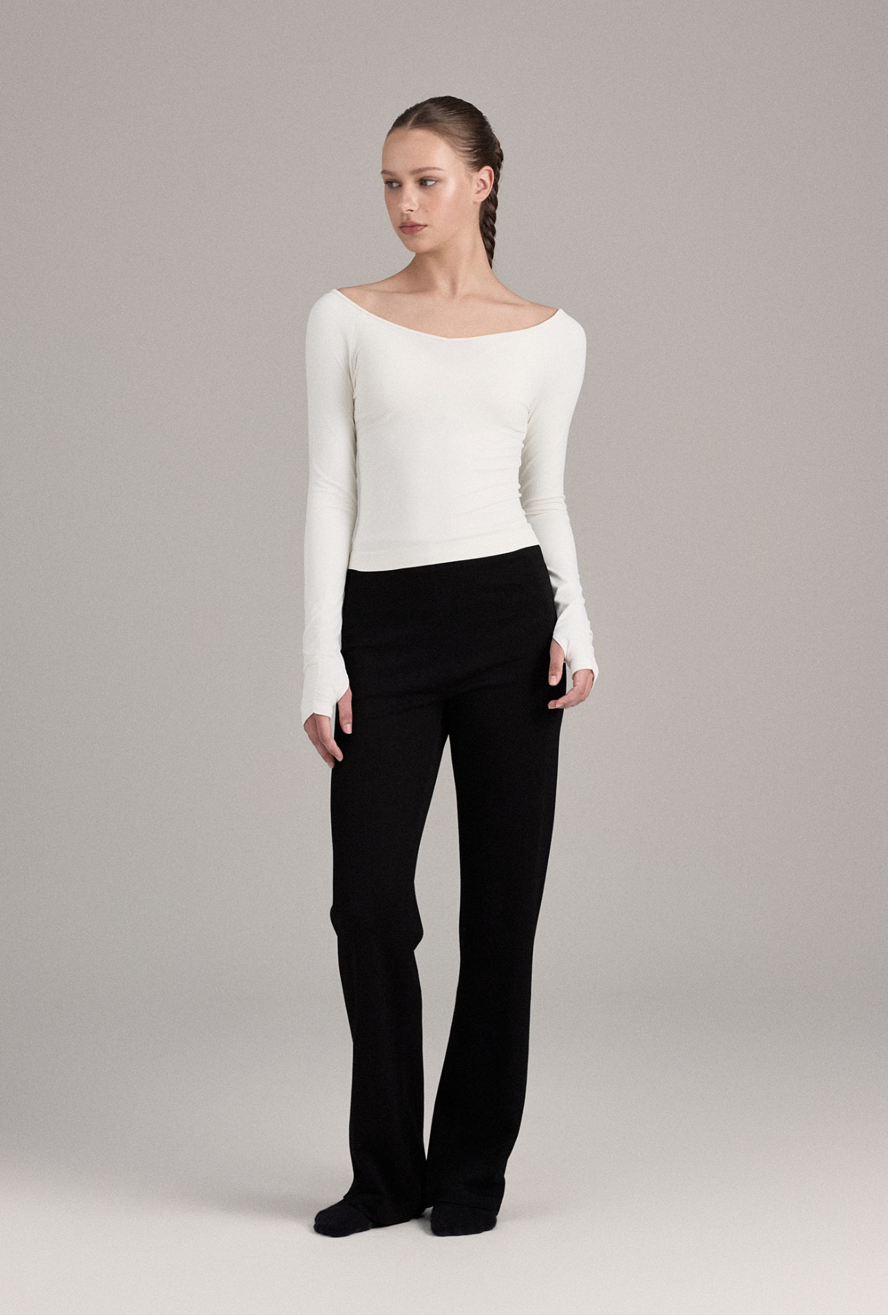 PL456 HIDDEN WAIST PANTS BLACK SOLID サイズ: S/M