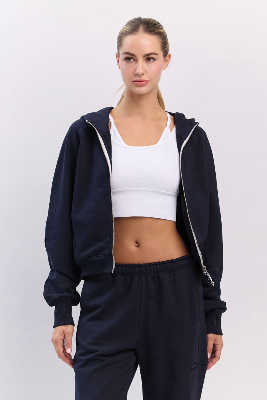 TZ141 RIBBED BLOCK ZIP-UP NAVY サイズ: ONESIZE