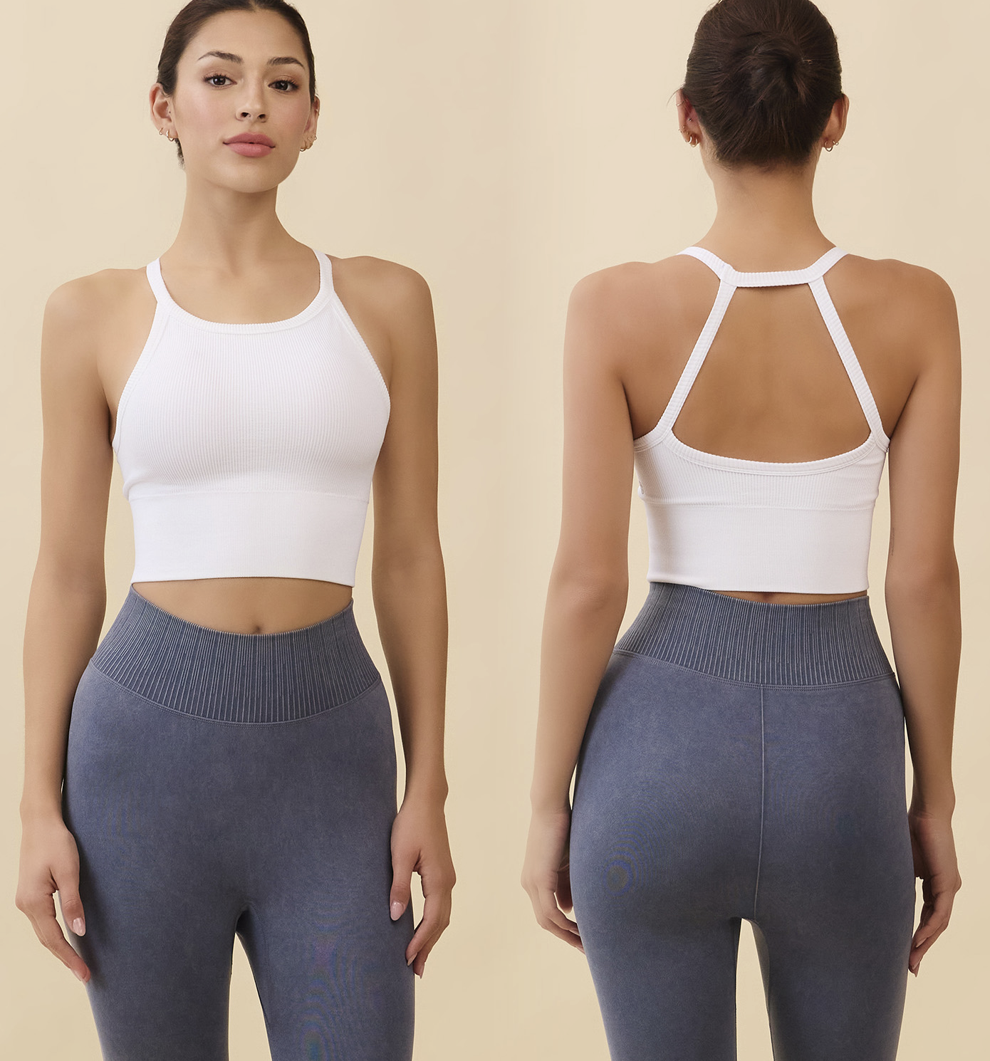 TB040 SIGNATURE HALTER BRATOP WHITE SOLID サイズ: S/M