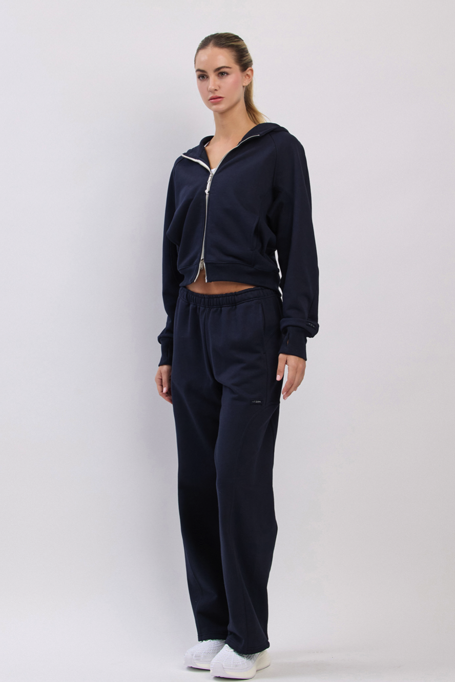 TZ141 RIBBED BLOCK ZIP-UP NAVY サイズ: ONESIZE