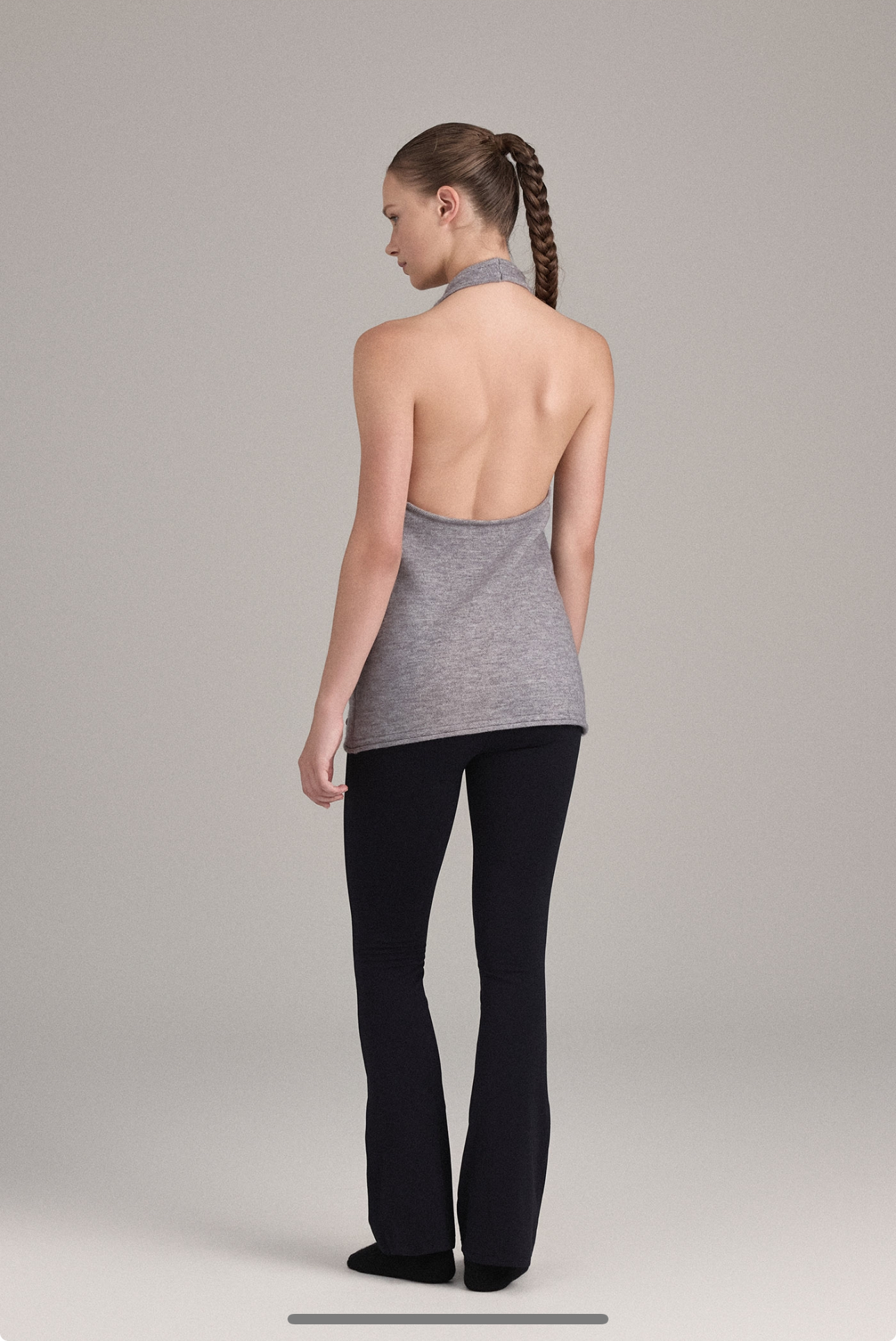 KT251 HALTER-NECK KNIT DRESS M.GRAY SOLID サイズ: F
