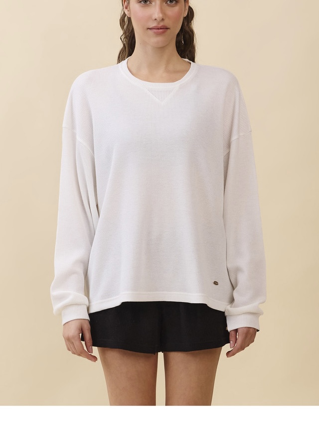 TL138 SOFT WAFFLE LONG TEE WHITE SOLID サイズ: ONESIZE