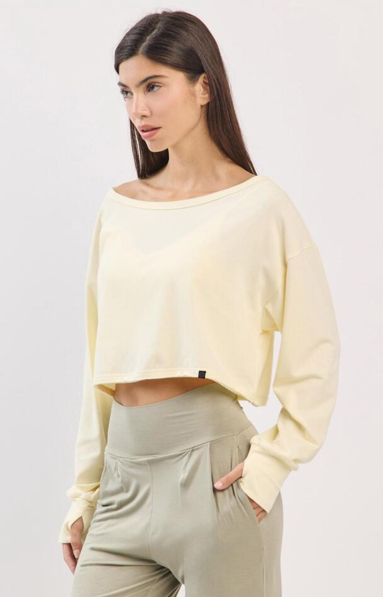 TL128 CROP MESH L/S TOP YELLOW サイズ: ONESIZE