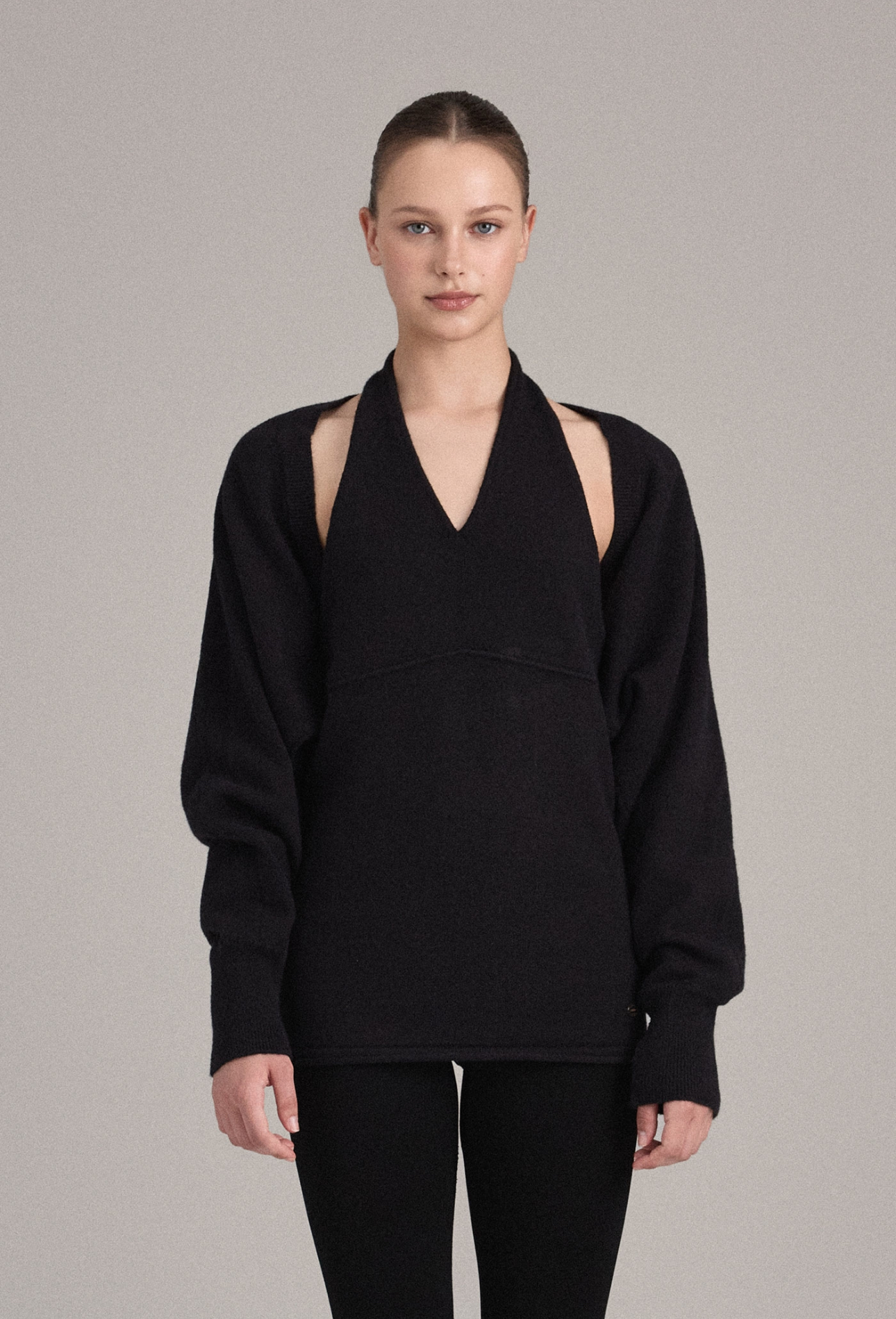 KC258 BOLERO KNIT CARDIGAN BLACK SOLID