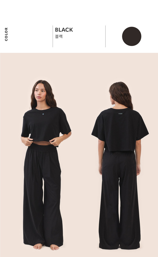 PT434 WOVEN WIDE PANTS BLACK SOLID サイズ: SS