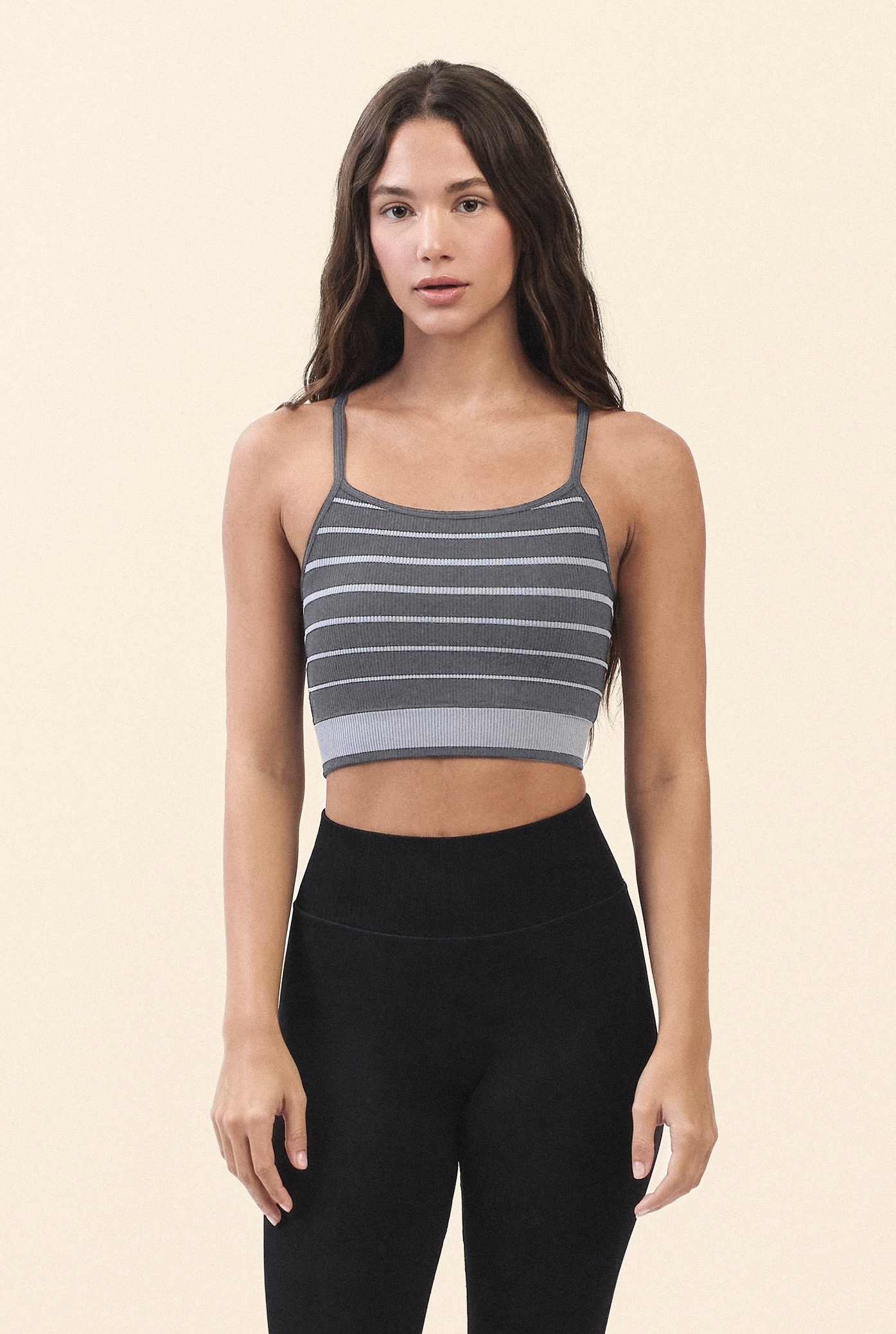 TB016 ESSENTIAL STRIPE BRATOP  GREY STRIPE サイズ: S/M