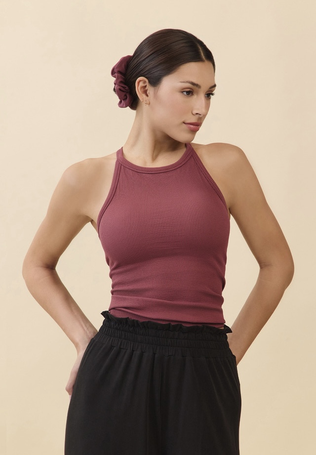 TT002 SIGNITURE HALTER TANK BURGUNDY SOLID サイズ: S/M
