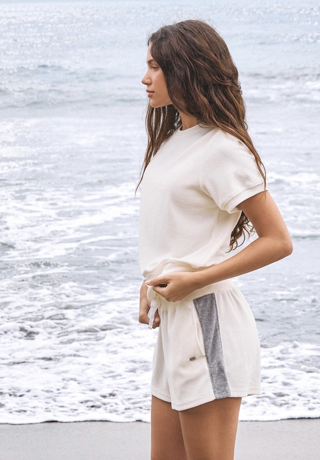 TS132 SOFT TERRY TEE CREAM SOLID サイズ: F