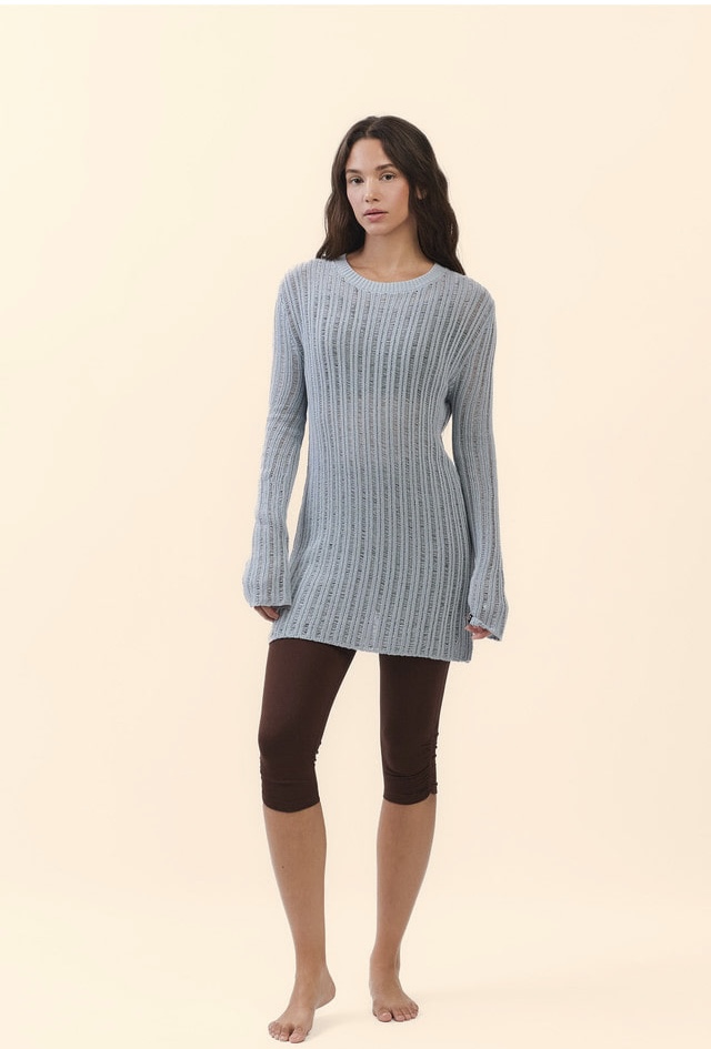 SP205 SHEER COVER-UP KNIT SKY BLUE SOLID サイズ: F