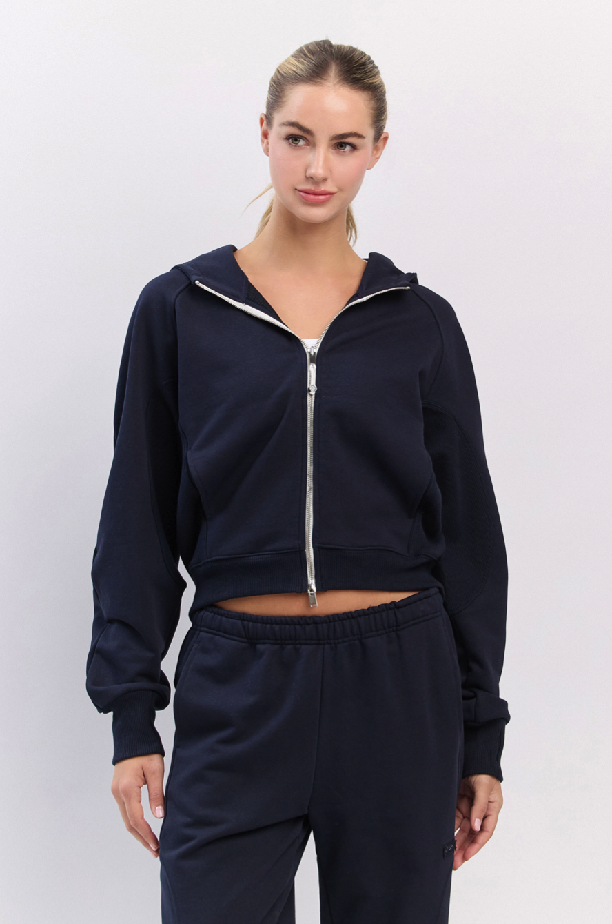 TZ141 RIBBED BLOCK ZIP-UP NAVY サイズ: ONESIZE