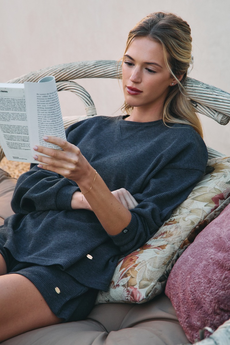 TL138 SOFT WAFFLE LONG TEE CHARCOAL SOLID サイズ: ONESIZE