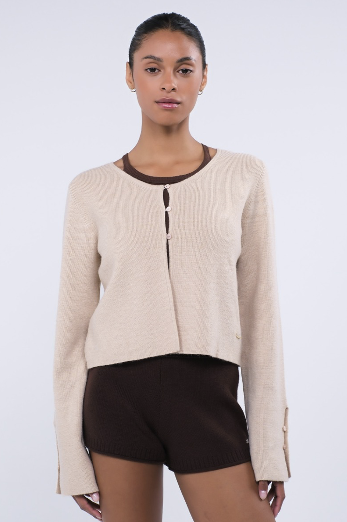SC244 STRAP CARDIGAN BEIGE