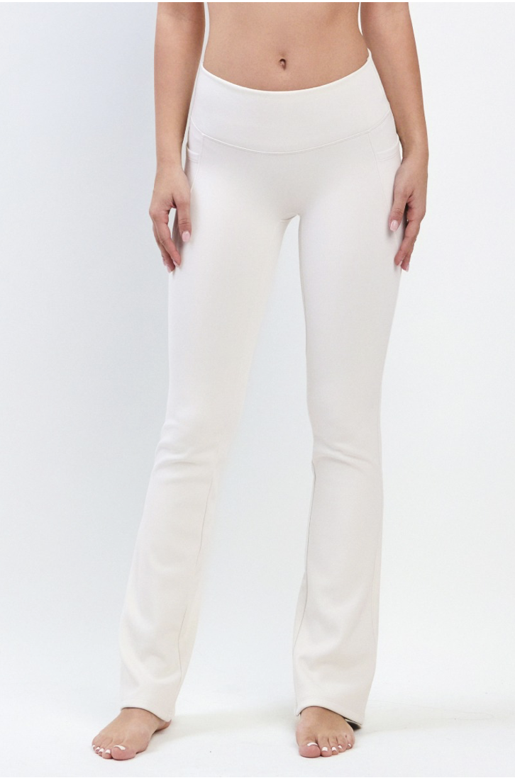 PL415 FLARE-FIT LEGGINGS IVORY